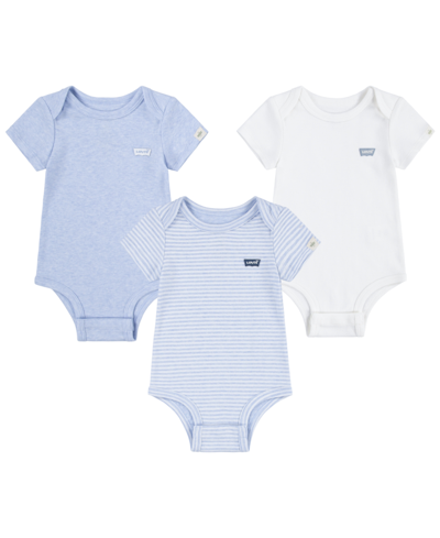 Levi's Baby Boys Or Girls Cotton Bodysuits, Pack Of 3 In  Egret