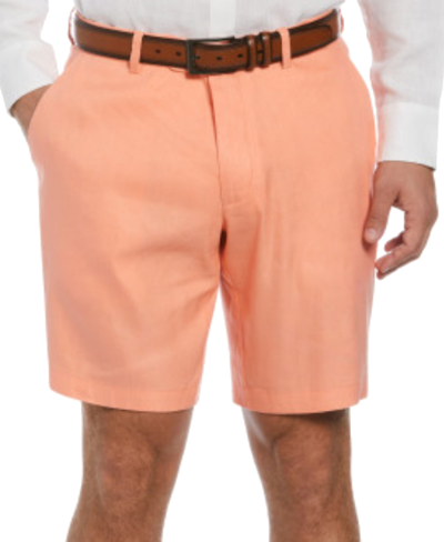 Cubavera Men's Flat Front 9" Linen Blend Shorts In Peach
