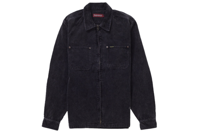Pre-owned Supreme Washed Corduroy Zip Up Shirt Black