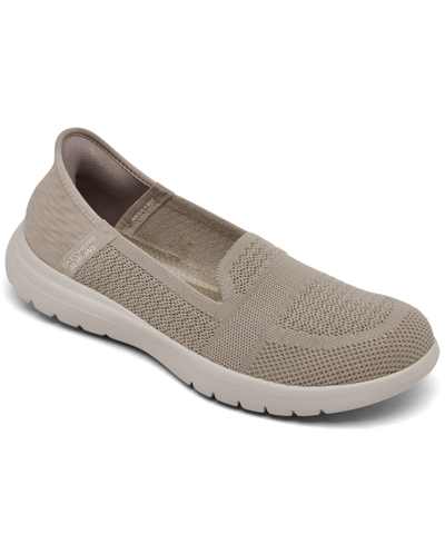 Skechers On The Go Flex-serene Womens Performance Fitness Slip-on Sneakers In Taupe