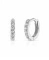 Ben Oni Pave Huggie Hoops In 14k Gold Over Sterling Silver Or Sterling Silver, 9mm In Silver