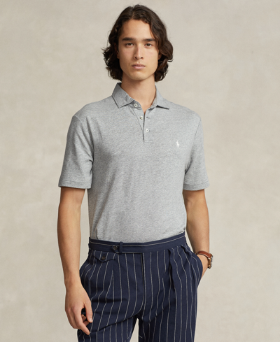 Polo Ralph Lauren Men's Classic-fit Cotton-linen Mesh Polo Shirt In Steel Heather