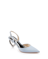Badgley Mischka Collection Lucille Slingback Pointed Toe Pump In Azure Blue Satin