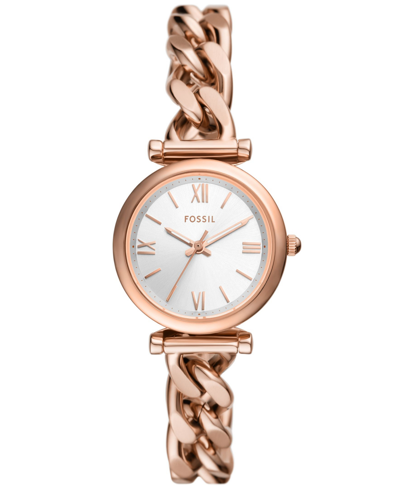 FOSSIL WOMEN'S CARLIE THREE-HAND ROSE GOLD-TONE STAINLESS STEEL WATCH 28MM