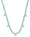 LUCKY BRAND SILVER-TONE BEADED STAR STRAND NECKLACE, 16" + 3" EXTENDER