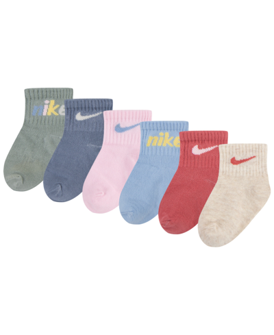 Nike Kids' Baby Boys Or Girls E1d1 Ankle Fit Socks, Pack Of 6 In Mica Green