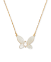 KATE SPADE GOLD-TONE CUBIC ZIRCONIA & MOTHER-OF-PEARL BUTTERFLY STATEMENT PENDANT NECKLACE, 18" + 3" EXTENDER