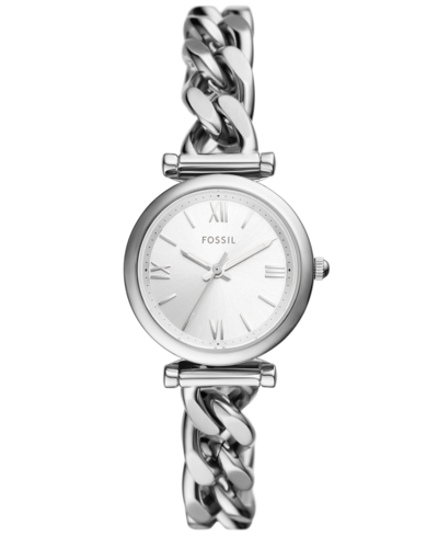 FOSSIL WOMEN'S CARLIE THREE-HAND SILVER-TONE STAINLESS STEEL WATCH 28MM