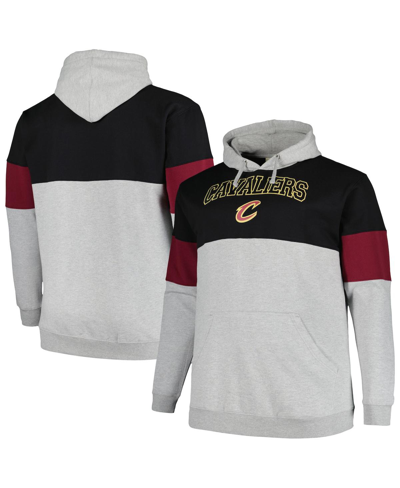 Fanatics Men's  Black, Wine Cleveland Cavaliers Big And Tall Pullover Hoodie In Black,wine