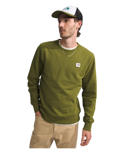The North Face Men's Heritage-like Patch Crew Neck Sweatshirt In Forest Olive