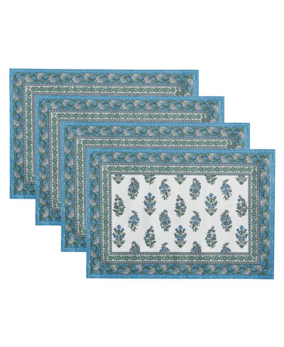 Elrene Tropez Block Print Stain Water Resistant Indoor And Outdoor Placemats, Set Of 4, 13" X 19" In Multi