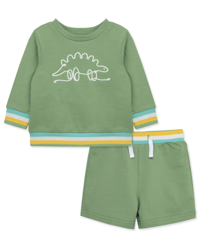 Little Me Baby Boys Dino 2 Piece Active Sets In Green