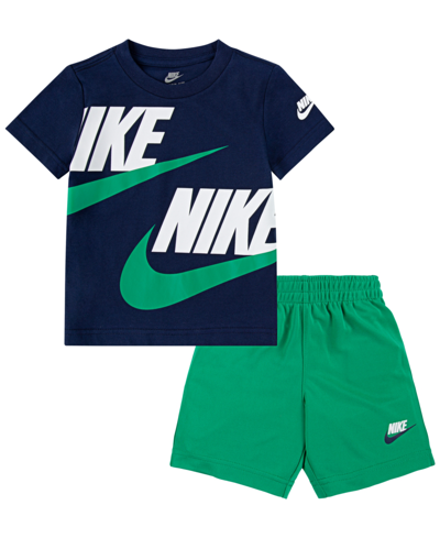 Nike Kids' Toddler Boys Split Futura T-shirt And Shorts, 2 Piece Set In Stadium Green