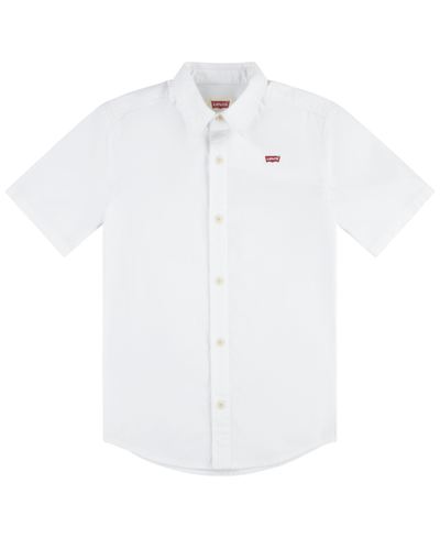 Levi's Kids' Big Boys Regular Fit Woven Short Sleeve Shirt In White