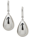 DKNY SILVER-TONE PUFFY SCULPTURAL TEAR-SHAPE DROP EARRINGS