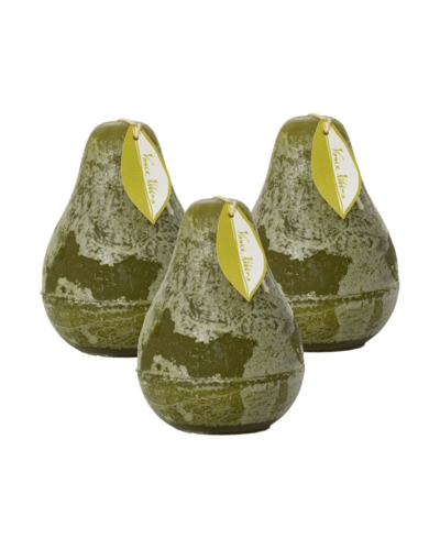 Vance Kitira 4.5" Pear Candles Kit, Set Of 3 In Moss