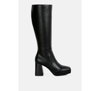 London Rag Bouts High Calf Block Heel Boots In Black