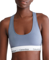 Calvin Klein Modern Cotton Collection Cotton Blend Racerback Bralette In Flint Stone
