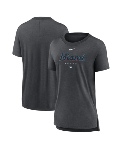 Nike Women's  Heather Charcoal Miami Marlins Authentic Collection Early Work Tri-blend T-shirt