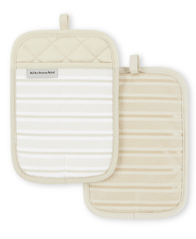 Kitchenaid Albany Pot Holder 2-pack Set, 7" X 10" In Milkshake