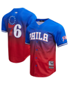 Pro Standard Men's  Royal, Red Philadelphia 76ers Ombre Mesh Button-up Shirt In Royal,red