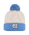 TOP OF THE WORLD WOMEN'S TOP OF THE WORLD CREAM NORTH CAROLINA TAR HEELS GRACE SHERPA CUFFED KNIT HAT WITH POM