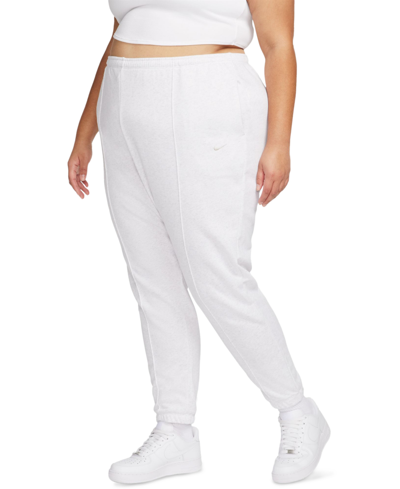Nike Plus Size Sportswear Chill Terry Slim-fit High-waist French Terry Sweatpants In Birch Heather,lt Orewood Brn