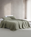 Calvin Klein Essential Garment Washed Cotton Jacquard Coverlet In Vetiver Green