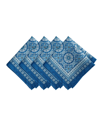 Elrene Vietri Medallion Block Print Stain Water Resistant Indoor And Outdoor Napkins, Set Of 4 In Multi