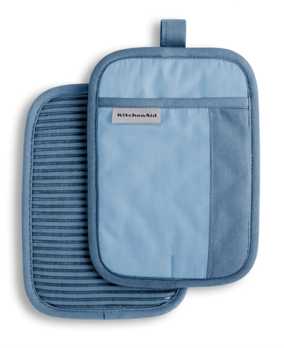 Kitchenaid Beacon Two-tone Pot Holder 2-pack Set, 7" X 10" In Blue Velvet,blue Heaven