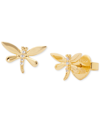 KATE SPADE GOLD-TONE PAVE DRAGONFLY STUD EARRINGS