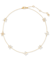 KATE SPADE GOLD-TONE CUBIC ZIRCONIA & MOTHER-OF-PEARL BUTTERFLY SCATTER NECKLACE, 16" + 3" EXTENDER