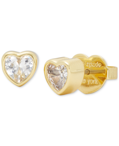 Kate Spade Cubic Zirconia Heart Mini Stud Earrings In Clear Gold