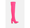 London Rag Ronettes Knee High Stretch Long Boots In Fuchsia