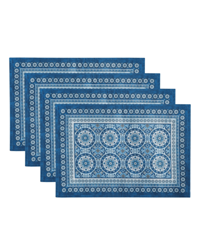 Elrene Vietri Medallion Block Print Stain Water Resistant Indoor And Outdoor Placemats, Set Of 4, 13" X 19" In Multi