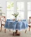 Elrene Vietri Medallion Blue Block Print Stain Water Resistant Indoor And Outdoor Tablecloth, 70" X 70" Rou In Multi