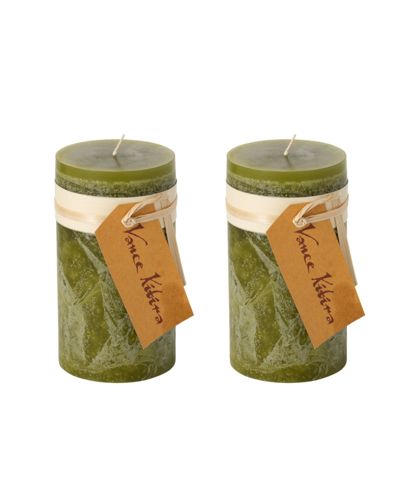 Vance Kitira 6" Timber Pillar Candles, Set Of 2 In Moss