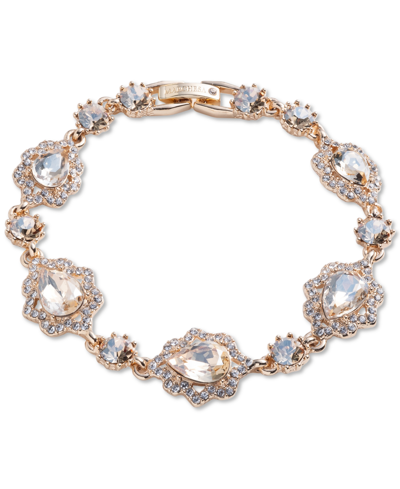 Marchesa Gold-tone Round & Pear-shape Crystal Flex Bracelet