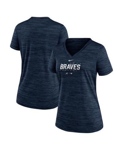 Nike Women's  Navy Atlanta Braves Authentic Collection Velocity Practice Performance V-neck T-shirt