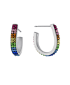 MACY'S WOMEN'S RAINBOW COLOR CRYSTALS J POST HOOP EARRINGS