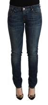 Acht Blue Washed Cotton Slim Fit Denim Low Waist Jeans In Blue