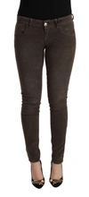 Acht Brown Cotton Slim Fit Denim Low Waist Jeans In Brown