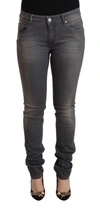 Acht Dark Gray Washed Cotton Denim Skinny Jeans In Gray