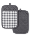 Kitchenaid Gingham Pot Holder 2-pack Set, 7" X 10" In Charcoal Gray