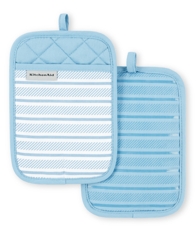 Kitchenaid Albany Pot Holder 2-pack Set, 7" X 10" In Blue Velvet