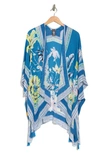 Vince Camuto Tropical Blooms Ruana In Blue