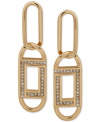 KARL LAGERFELD GOLD-TONE PAVE PAPERCLIP LINK DROP EARRINGS