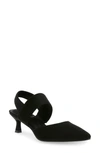 Anne Klein Islander Almond Toe Slingback Pump In Black Microsuede