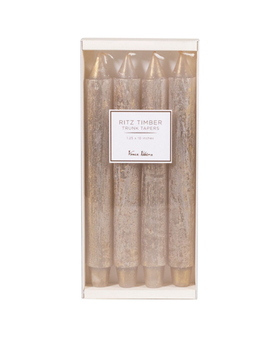 Vance Kitira 10" Ritz Timber Taper Candles, Set Of 4 In Light Gray