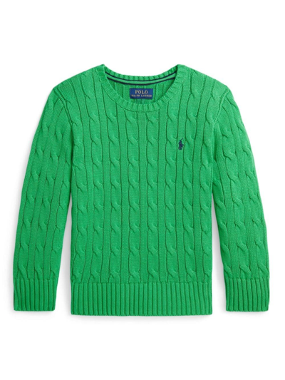 Ralph Lauren Kids' Polo Pony Cable-knit Jumper In Green
